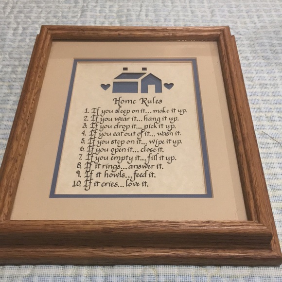 Home Rules Matted in oak Frame Like NEW 12x9.5 10 if you Home Rules for everyone - Picture 3 of 6